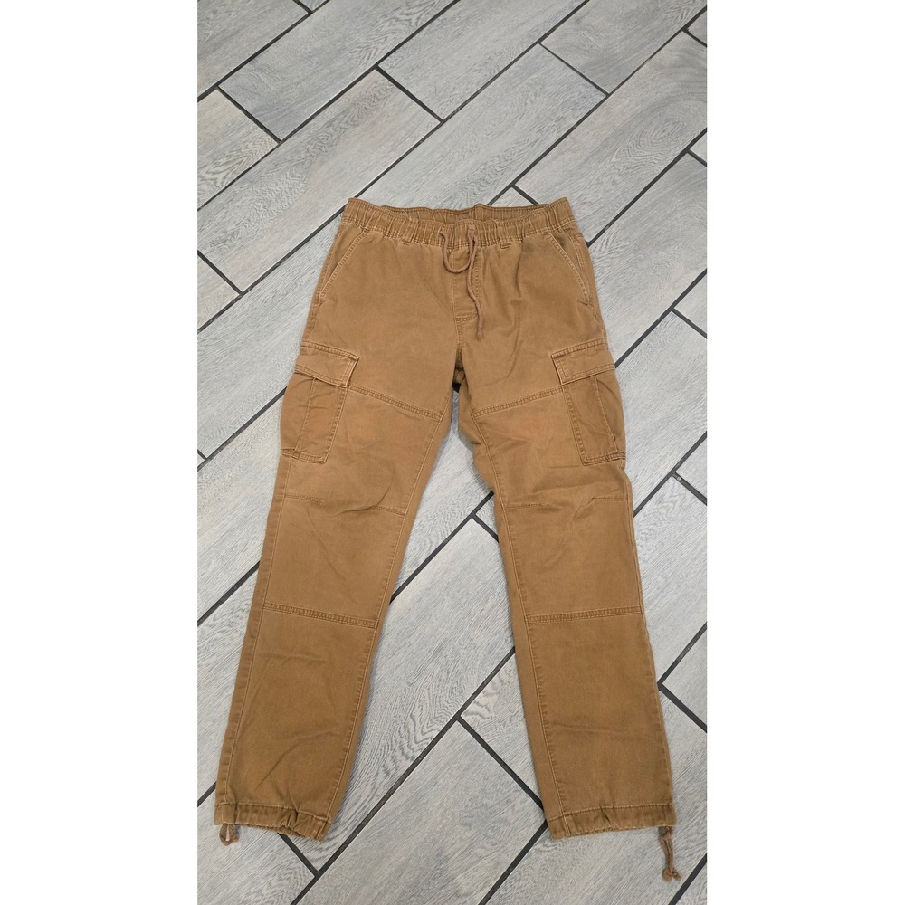 No Boundaries Mens Brown Cargo Pants Elastic Waist Drawstring Size Medium